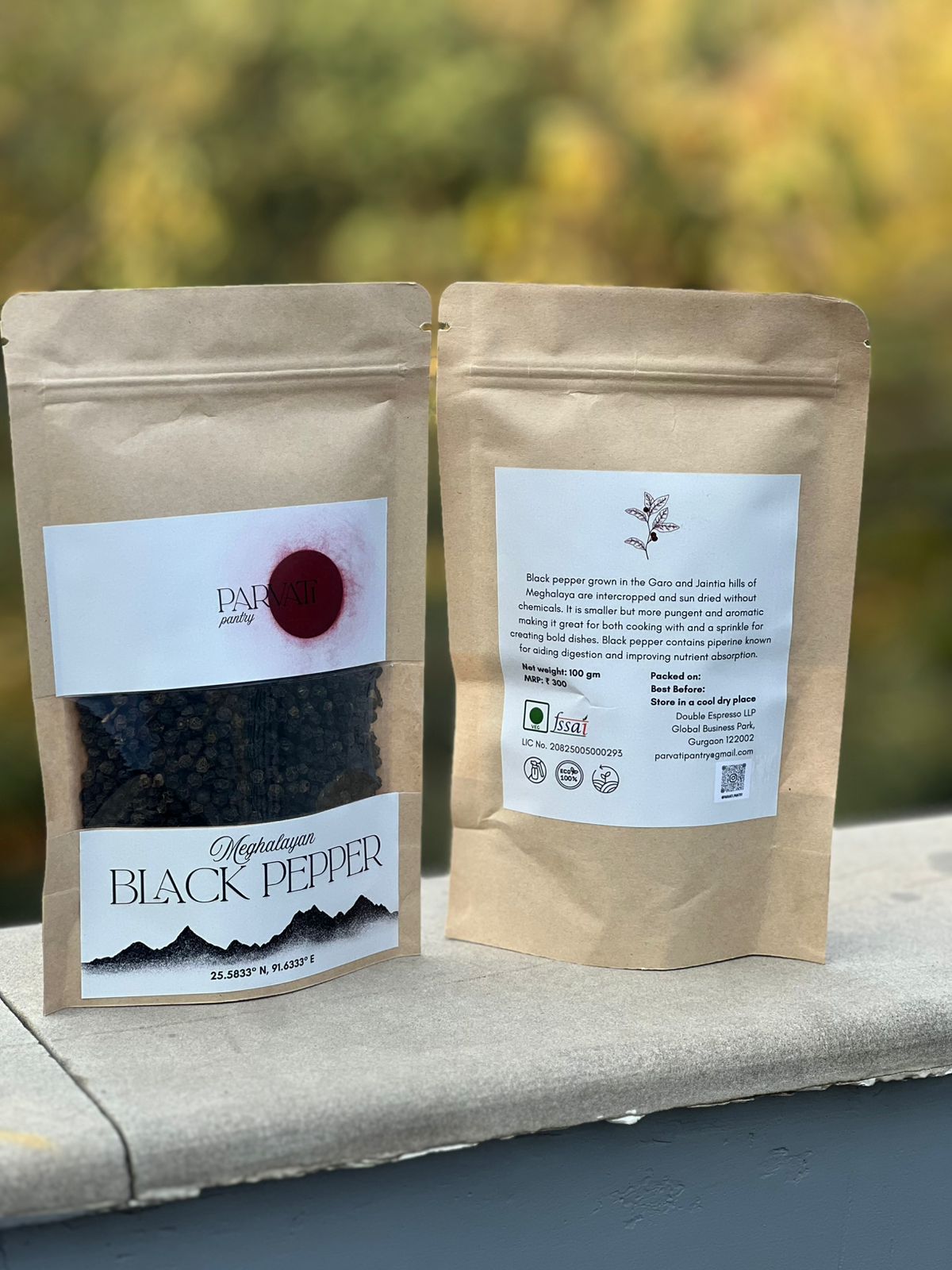 Pack of Parvati Pantry Meghalaya black pepper