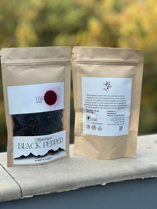 Pack of Parvati Pantry Meghalaya black pepper